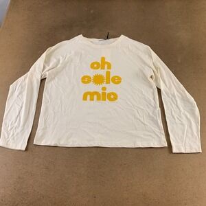 South Parade Women's Size Medium Off White Lenny Oh Sole Mio Long Sleeve Tee NWT